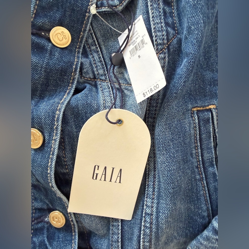 NWT Cult Gaia x Gap Asymmetrical Denim Women's Jeans Jacket Small - Picture 9 of 10